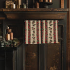 Striped Holly Christmas Hand Towel: Red Green Cream Holiday Botanical Winter Decor