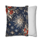 Snowflake Holiday Pillowcase, Silver, Gold  & Blue Christmas Decorative Throw Cushion Cover