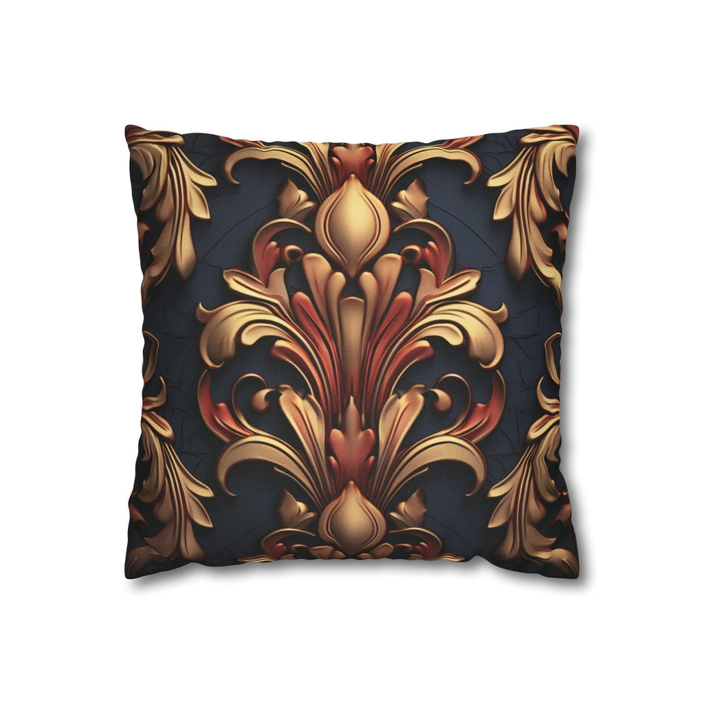 Baroque Fleur-de-Lis Pillow Cover: Gold & Burgundy Floral Design