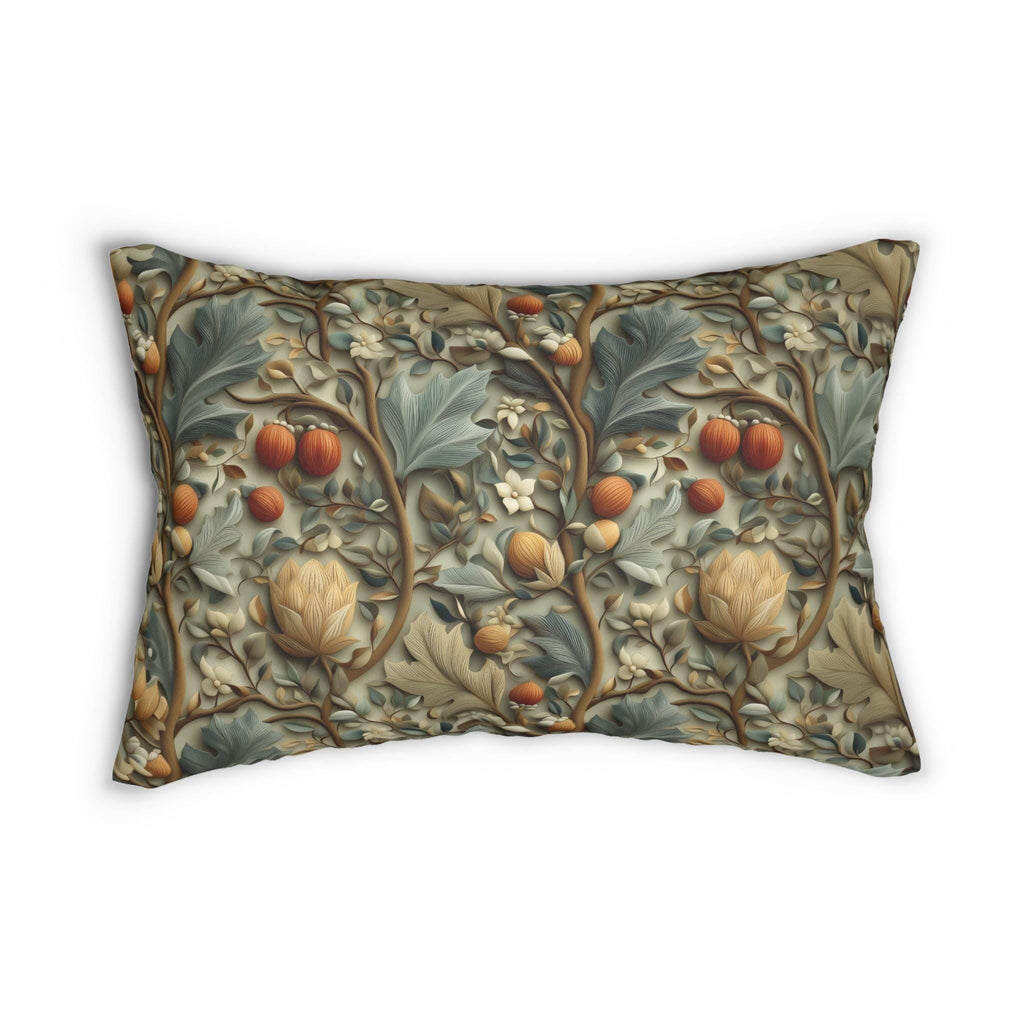 William Morris Autumn Vines Lumbar Pillow: Botanical Tapestry Design