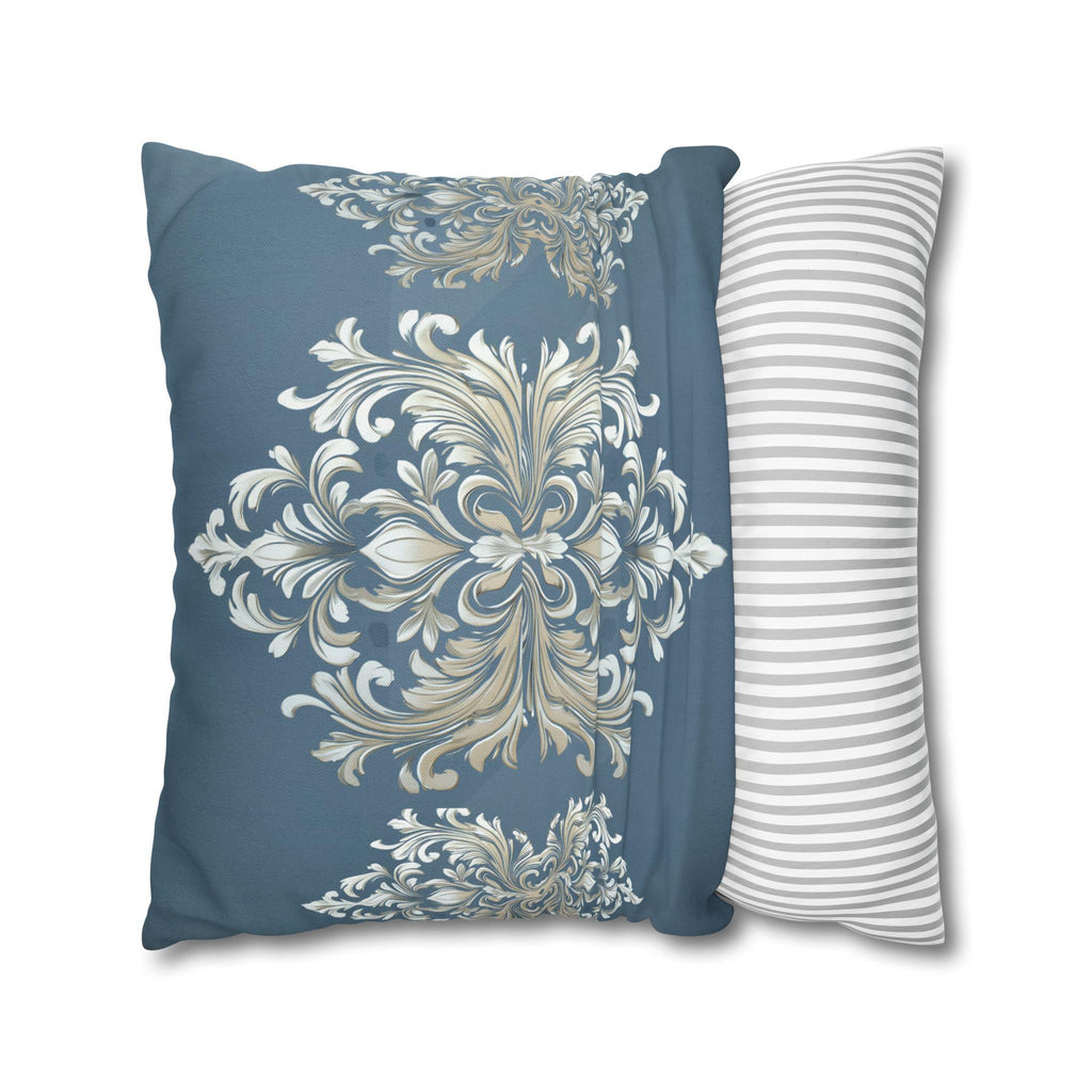Elegant Teal Damask Pillowcase: Baroque-Inspired Floral Cushion Cover for Luxurious Home Decor