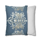 Elegant Teal Damask Pillowcase: Baroque-Inspired Floral Cushion Cover for Luxurious Home Decor