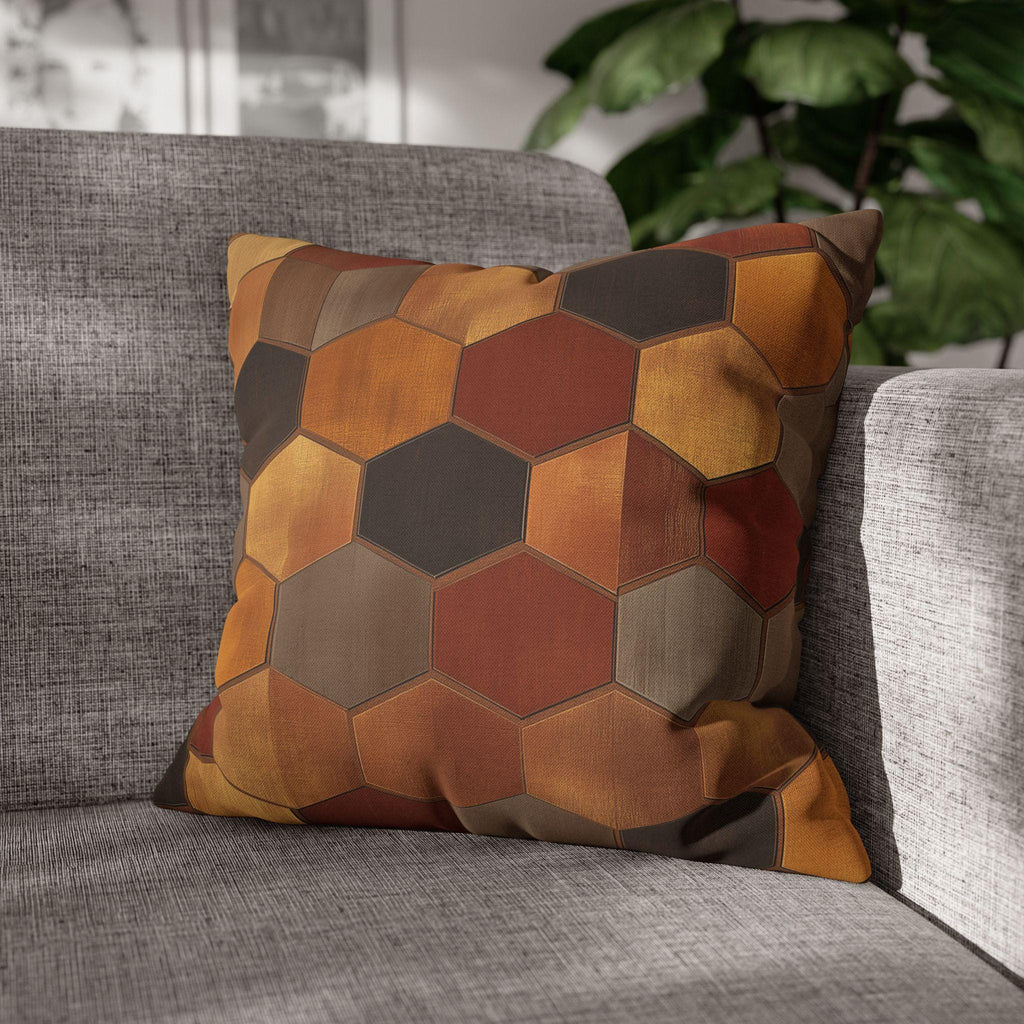 Geometric Hexagon Pillow Cover: Earth Tone Cushion for Modern, Rustic, Mid-Century Decor