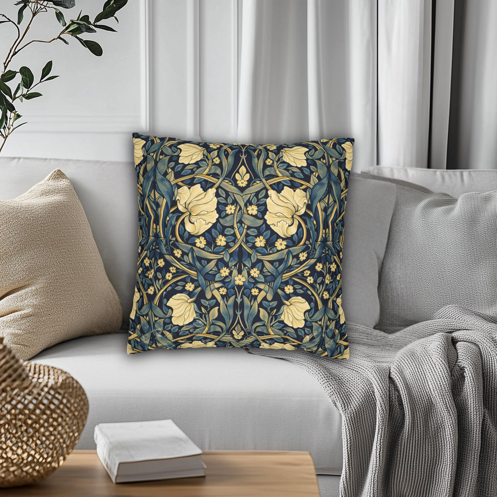 William Morris Pillow Cover: Navy Blue Champagne Vintage Pimpernel Reconstructed