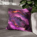 Abstract Plum Pillow Cover: Waves of Amethyst with Copper Fire Colored Accents
