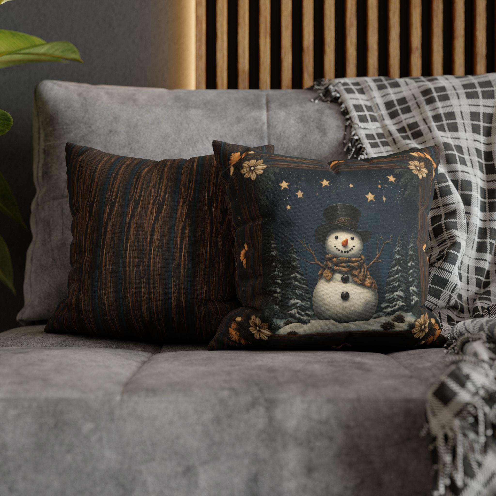William Morris Snowman Pillow Cover: Christmas Decorative Throw Pillowcase