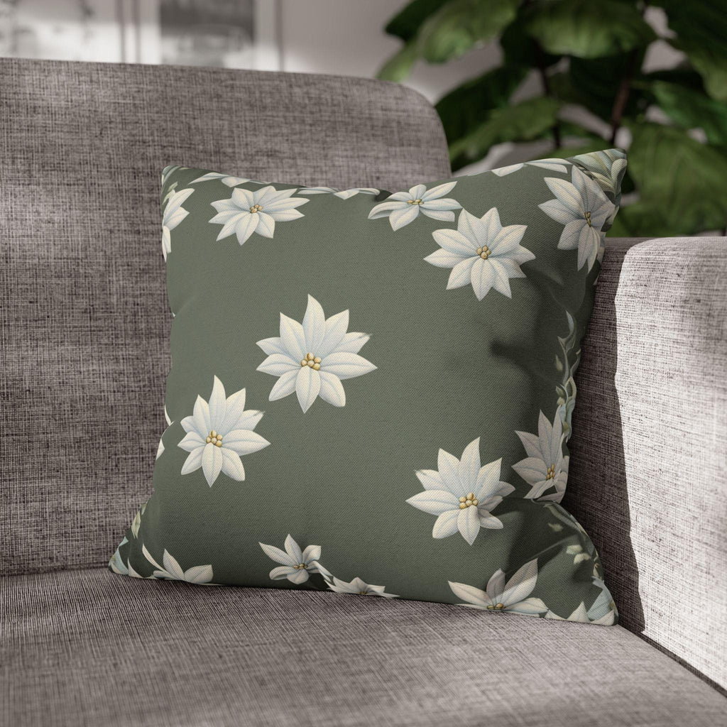 William Morris Inspired Pillow Cover: Botanical White Flowers on Soft Sage
