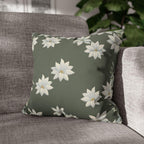William Morris Inspired Pillow Cover: Botanical White Flowers on Soft Sage