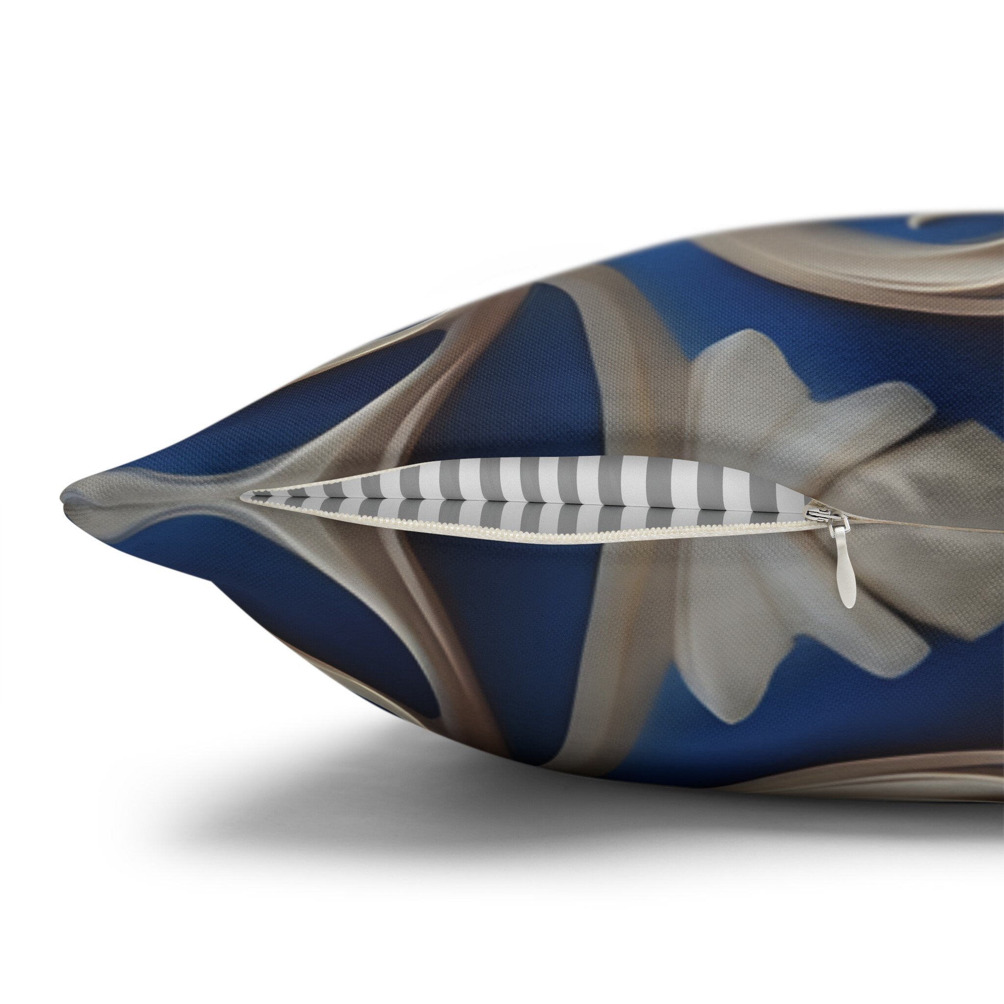 Opulent Baroque-Inspired Blue & Gold Throw Pillow Cover: Luxurious Ornate Symmetrical Design Cushion