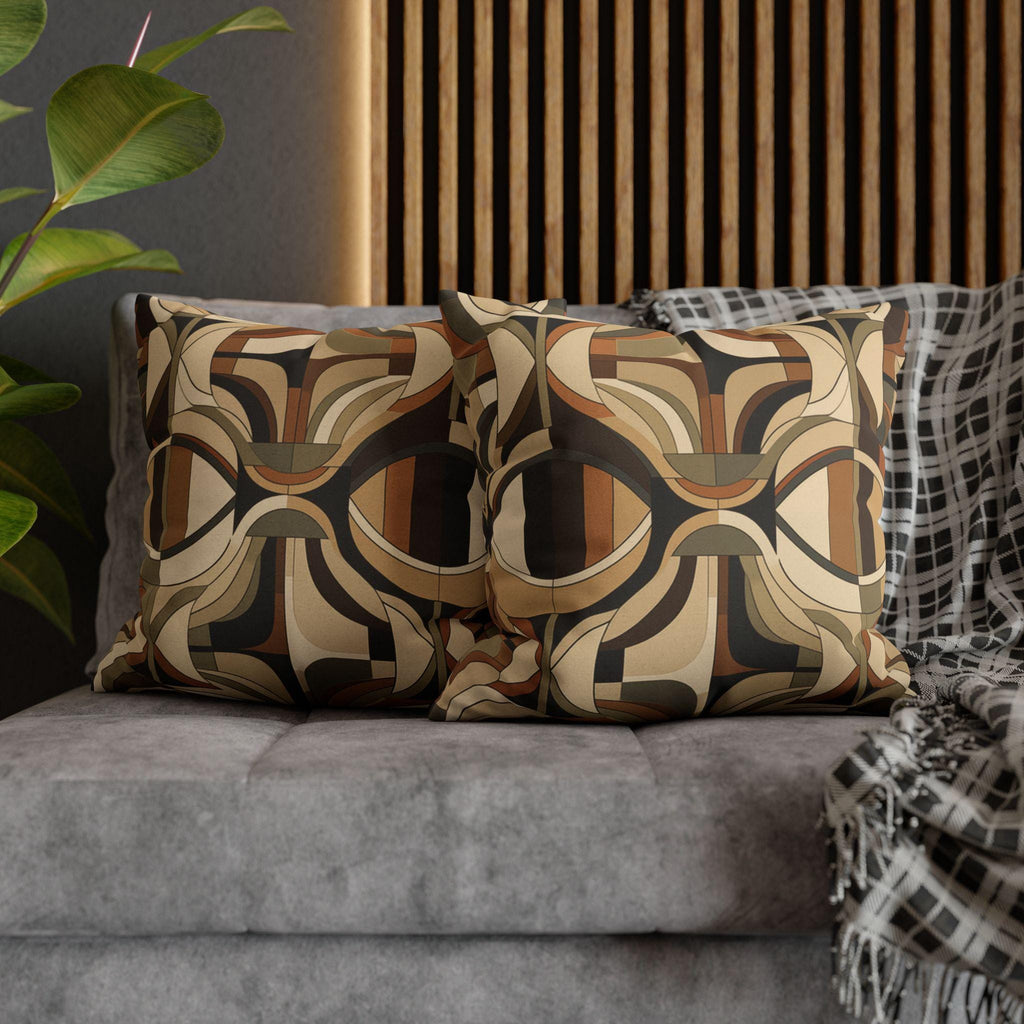 Modern Geometric Throw Pillow Cover, Contemporary Elegance, Sandy Beiges to Deep Rich Browns