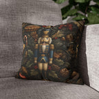 William Morris Nutcracker Pillow Cover: Woodland Holly & Pinecone Holiday Design