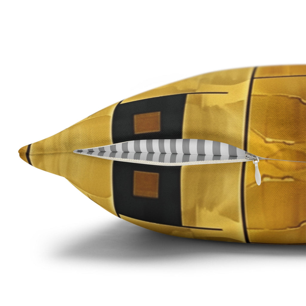 Cubism Pillow Cover: Gold Amber Mosaic, Modern Art Cushion
