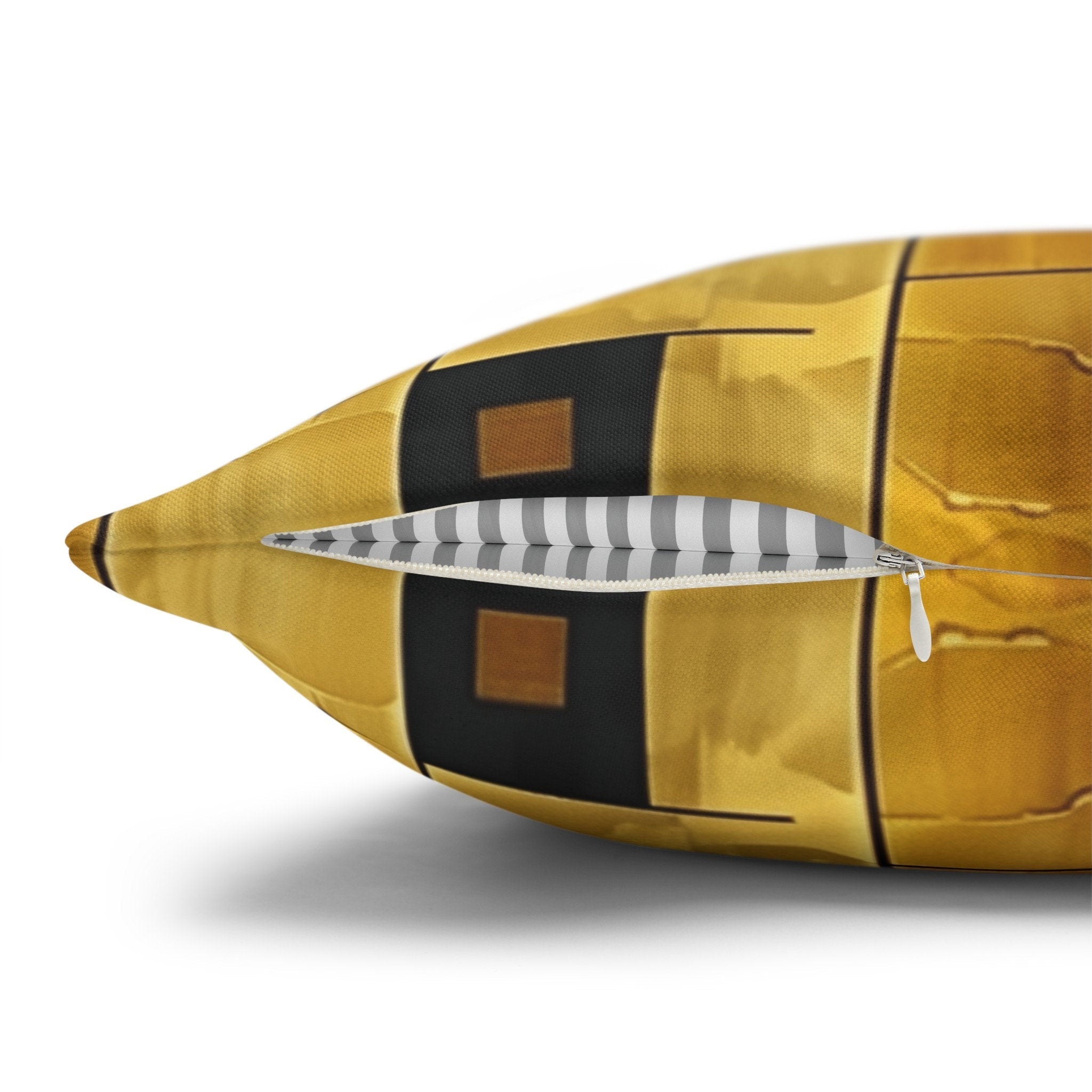 Cubism Pillow Cover: Gold Amber Mosaic, Modern Art Cushion