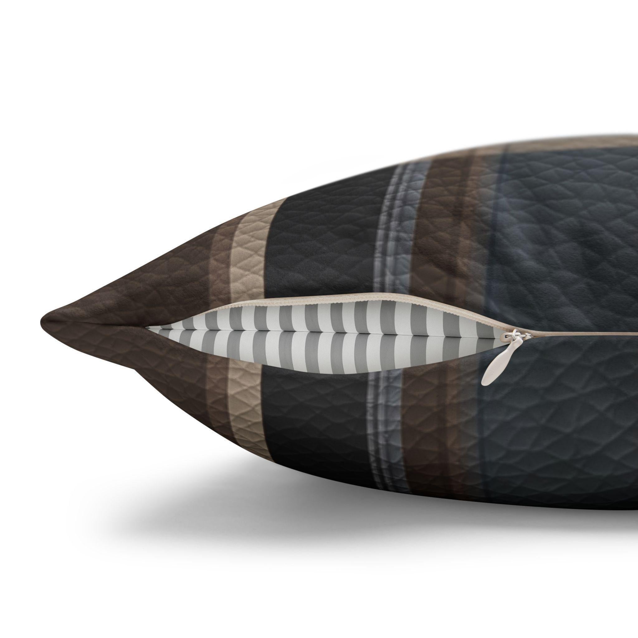 Vegan Faux Suede Material Printed Pillow Cover: Modern Plaid Soft Leather-Look