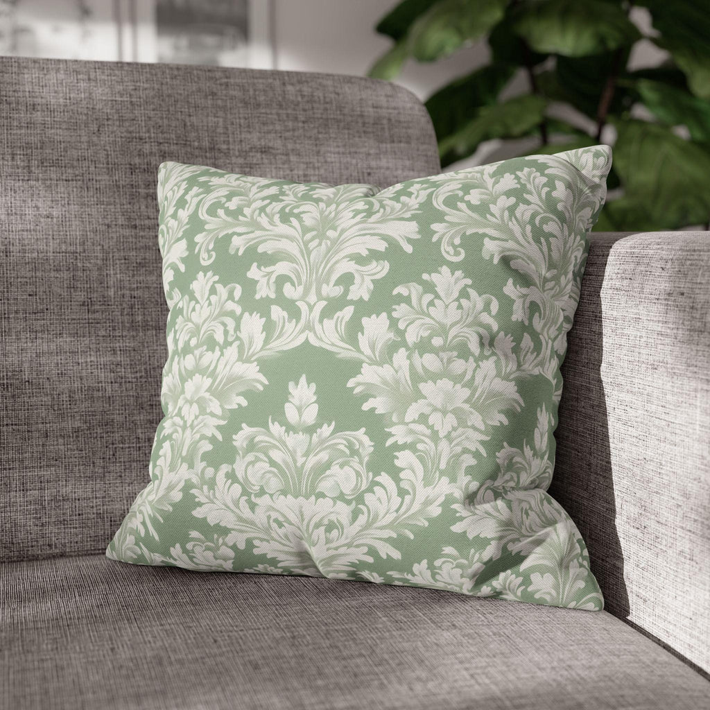 Damask Muted Green Pillow Cover, Elegant Square Cushion Cover