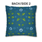 Reversible William Morris Pillow Cover: Teal & Aqua Floral Botanical Design