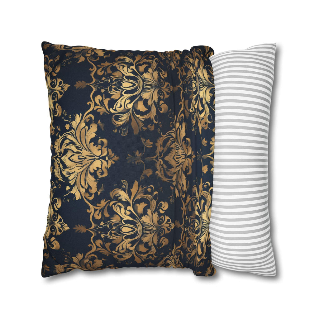 Gold Damask Medallion Pillow Cover: Elegant Navy Glam Decor