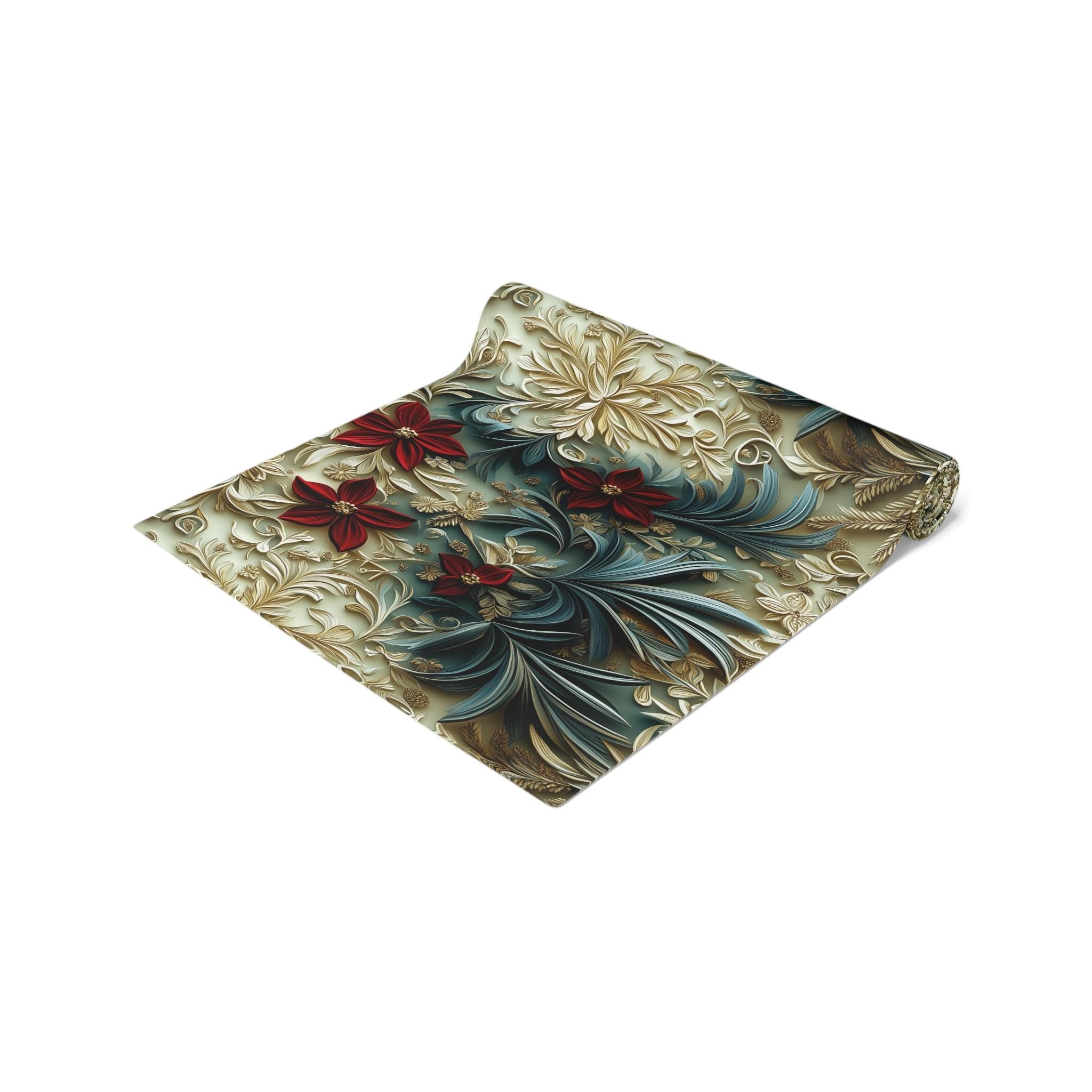 Poinsettia Table Runner: Holiday Cotton Dining Decor
