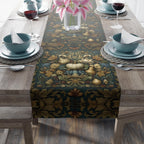 William Morris Inspired Autumn Table Runner: Teal, Gold, and Ivory Harvest Design