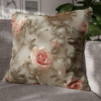 Pink Rose Throw Pillow Cover - Botanical Blush Design