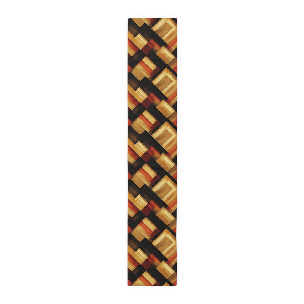 Abstract Geometric Table Runner | Warm Earthy Modern Rectangles