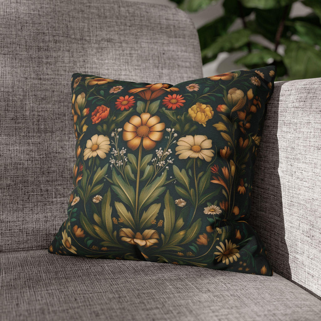 William Morris Throw Pillow Cover - Muted Coral and Leafy Green Florals