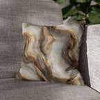 Modern Abstract Pillow Cover: Brown Marble Look with Gold Color Accents