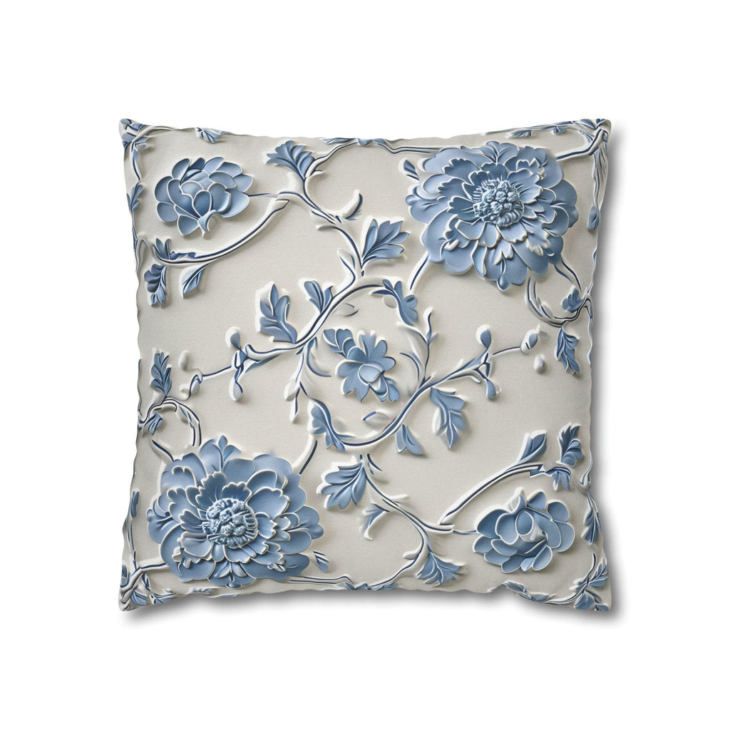Blue Floral Chinoiserie Pillow Cover: Elegant Home Decor