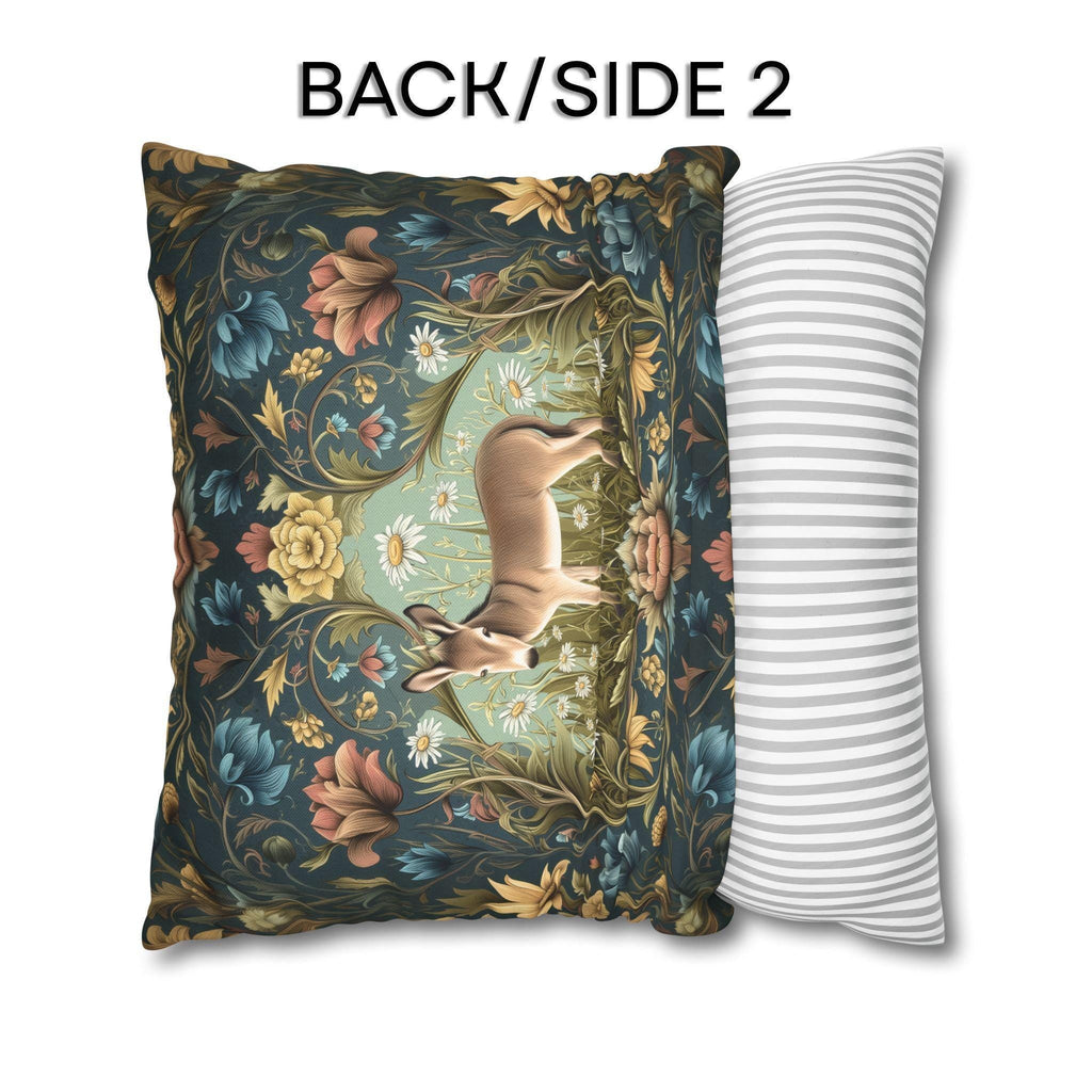 Donkey Garden Floral Pillow Cover: William Morris Inspired Botanical Meadow Decor