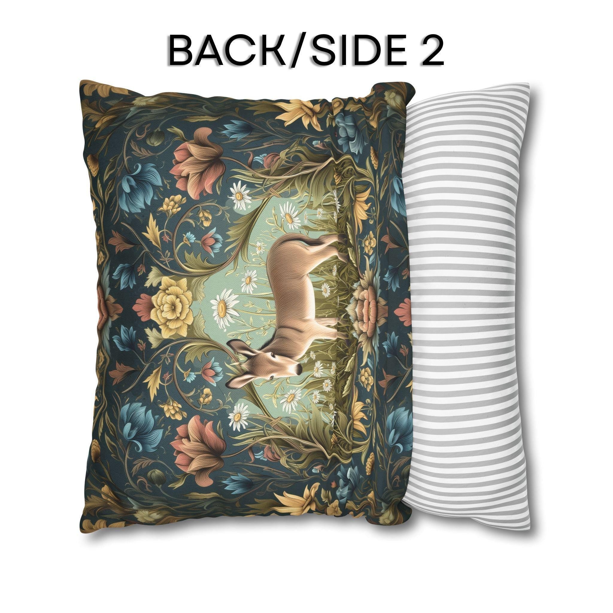 Donkey Garden Floral Pillow Cover: William Morris Inspired Botanical Meadow Decor