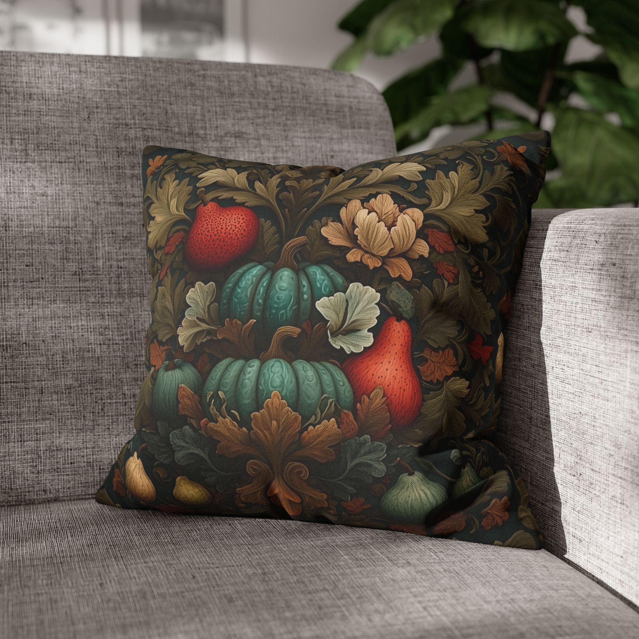 William Morris Inspired Pumpkin Pillow Cover: Art Nouveau Fall Decor