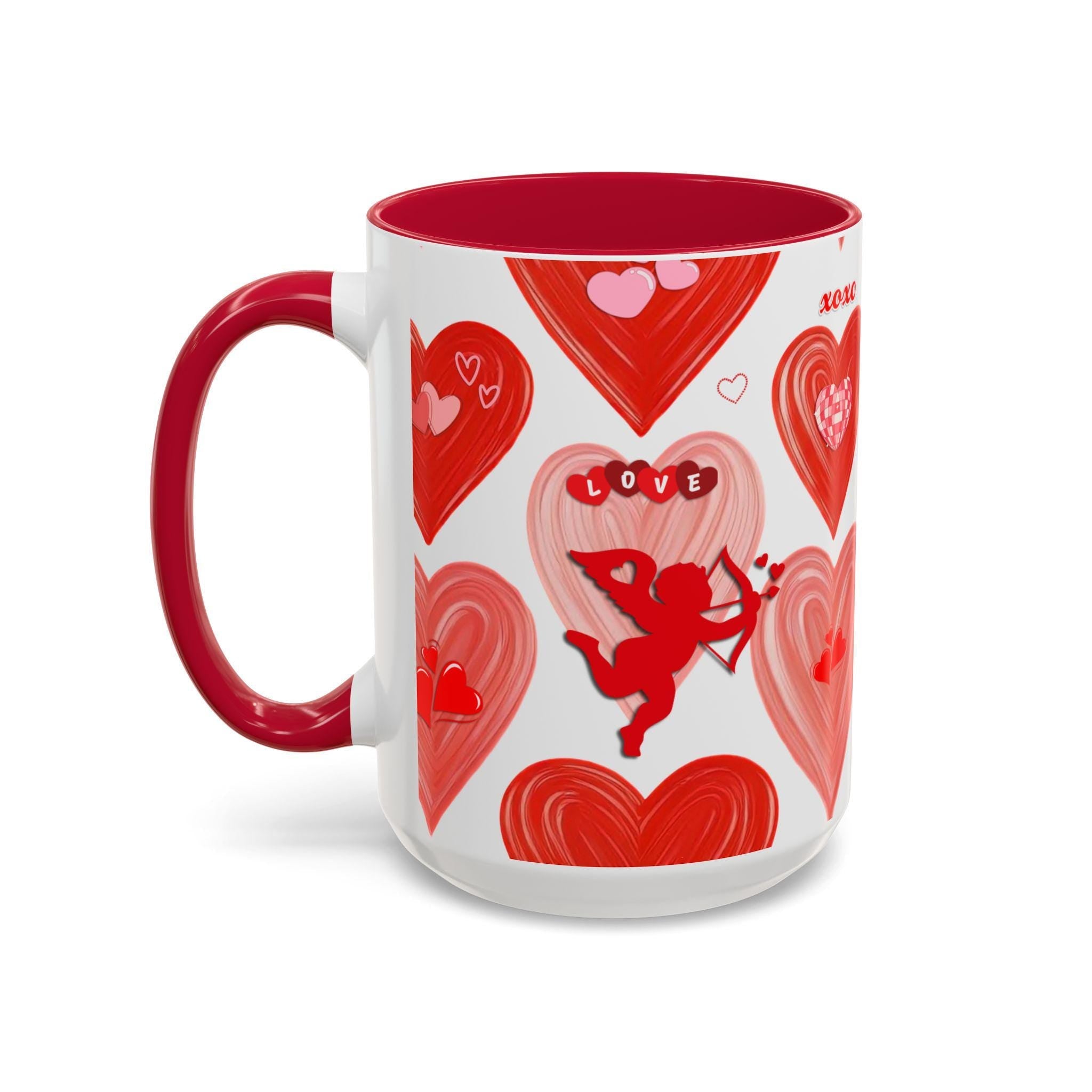 Romantic Valentine's Heart Mug: Cupid's Arrow Love Note Gift for Coffee & Tea Lovers (11oz/15oz)