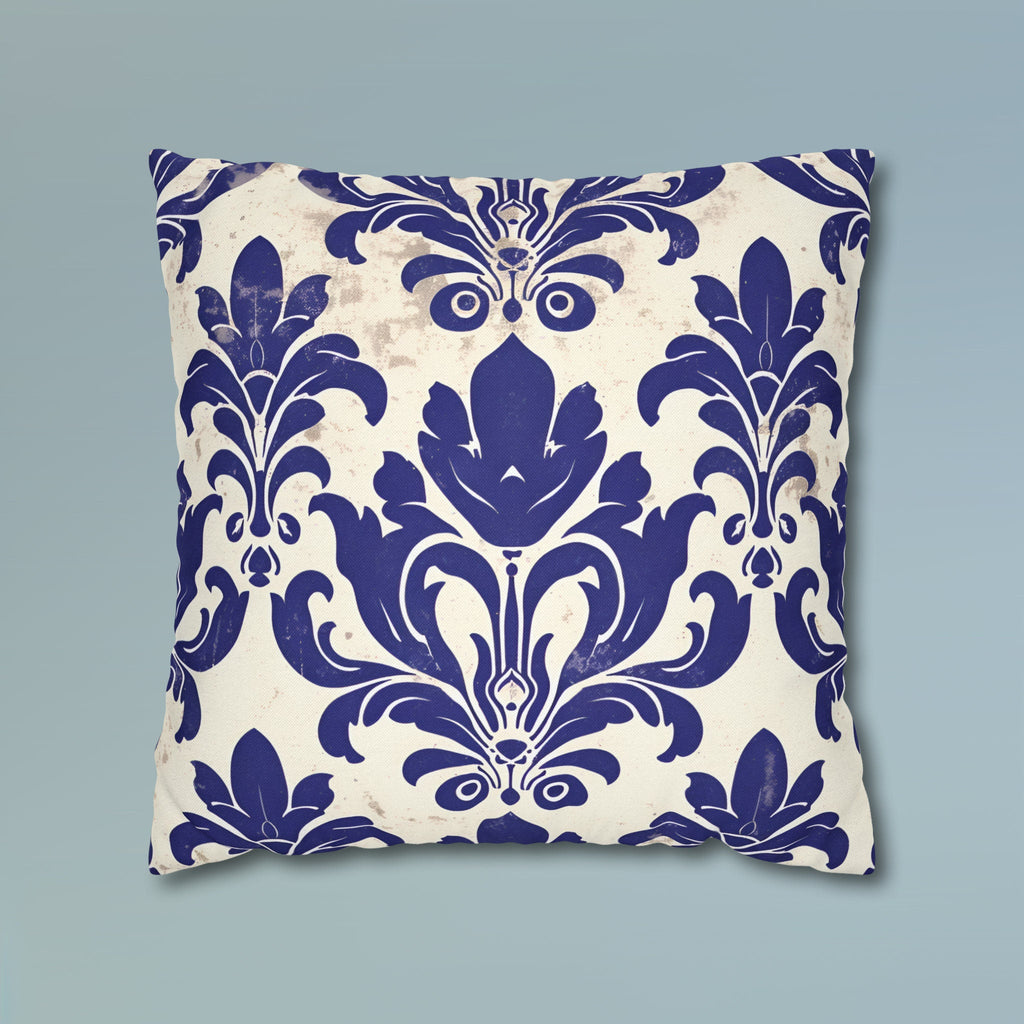 Art Nouveau Pillow Cover: Deep Blue Floral Design Statement Piece