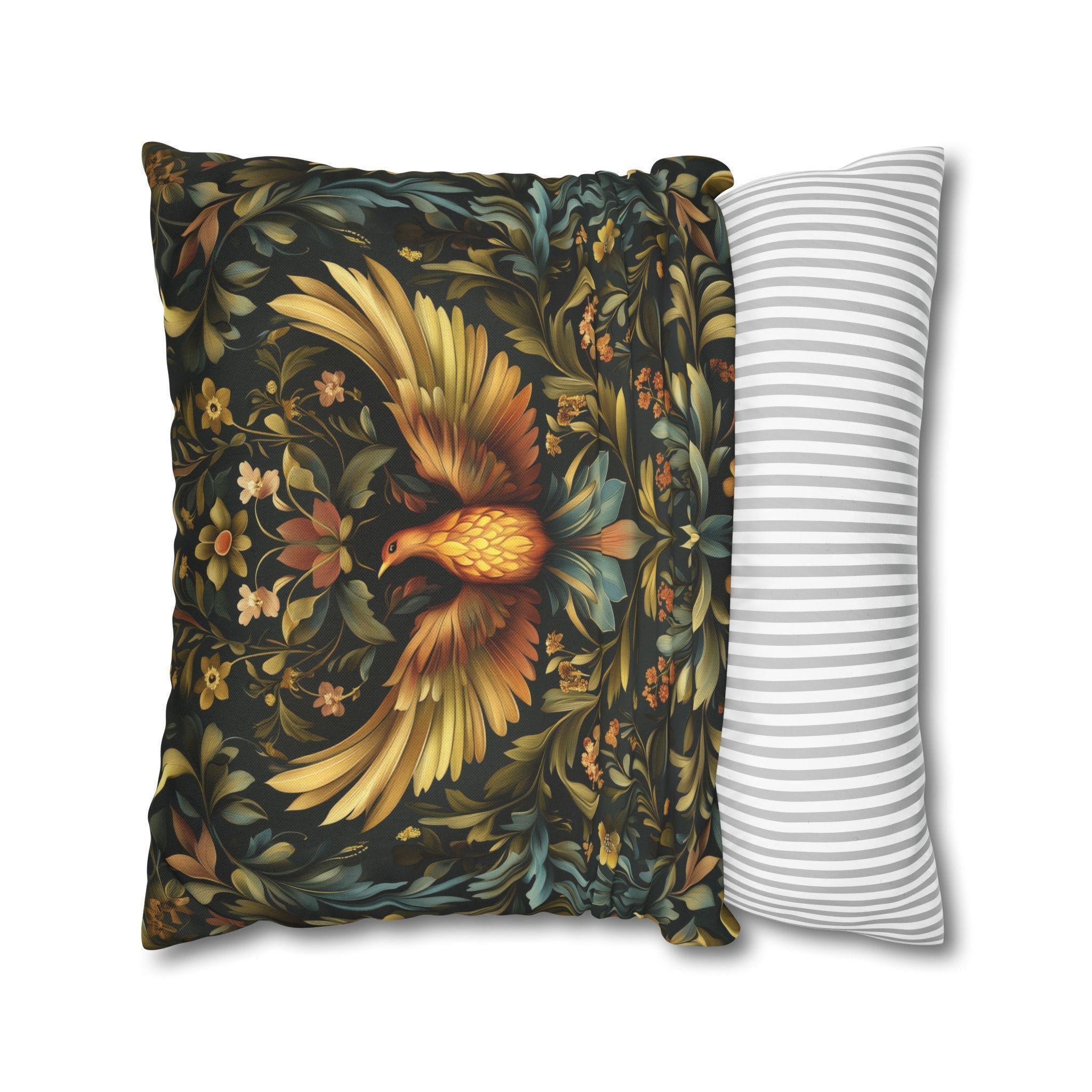 William Morris Phoenix Pillow Cover: Majestic Firebird Arts and Crafts Decorative Accent