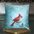 Winter Cardinal Throw Pillow Cover: Frosty Blue Holiday Bird Accent