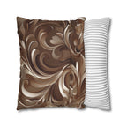 Elegant Floral Baroque Pillow Cover: Mocha Swirl Decorative Accent Cushion Sham for Sofa Pillow