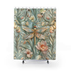 William Morris Dragonfly Shower Curtain: Elegant Floral Nature Design