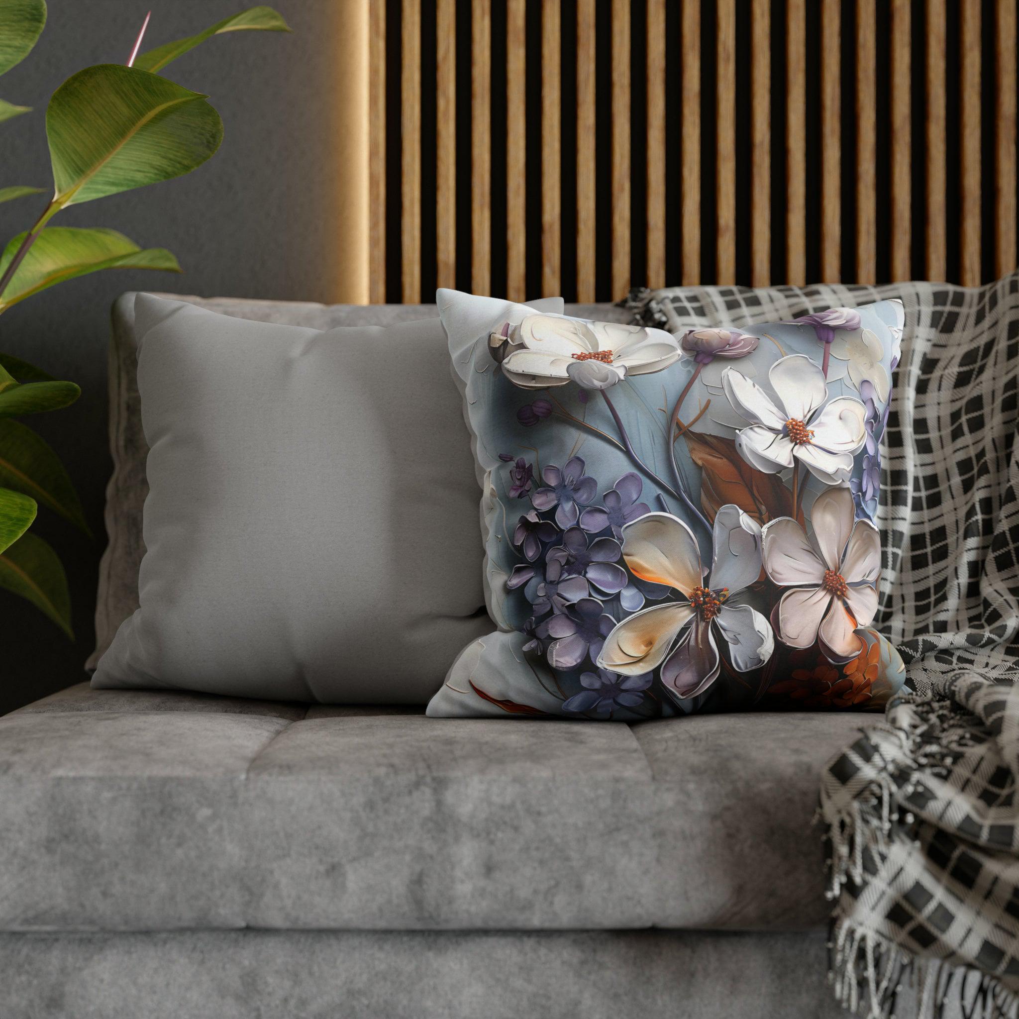 Floral Pillow Cover: Vintage Oil Painting Style, Lilac Blossoms