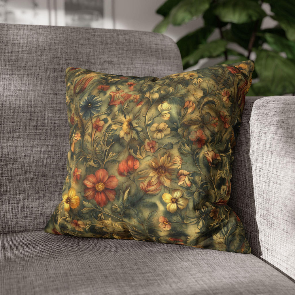 William Morris Botanical Pillow Cover: Jewel Tone Floral Tapestry Arts & Crafts Accent