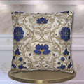 Elegant Cobalt and Gold Baroque Pillow Cover: Blue and Cream Decorative Accent Cushion