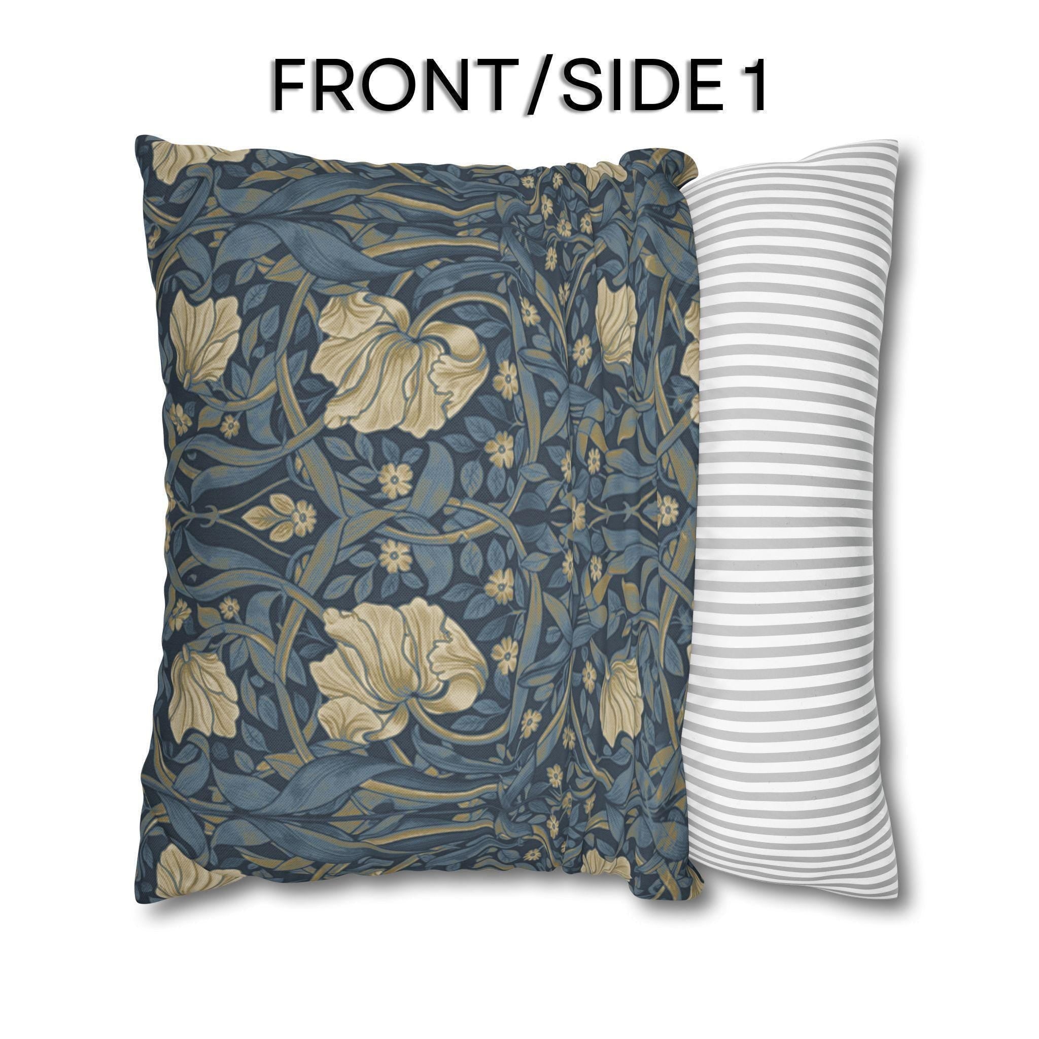 William Morris Pillow Cover: Charcoal Blue Ivory Vintage Pimpernel Reconstructed