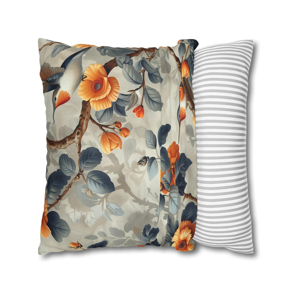 Botanical William Morris Pillow Cover - Hummingbird and Floral Print