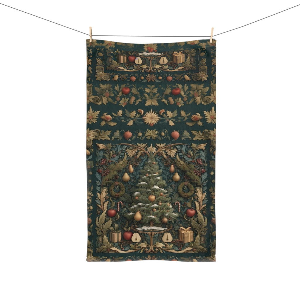 William Morris Christmas Tree Hand Towel: Vintage Style Holiday Tea Towel