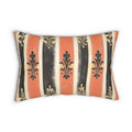 Elegant American Farmhouse Lumbar Pillow: Patriotic Stripes with Gold Damask Floral Motifs