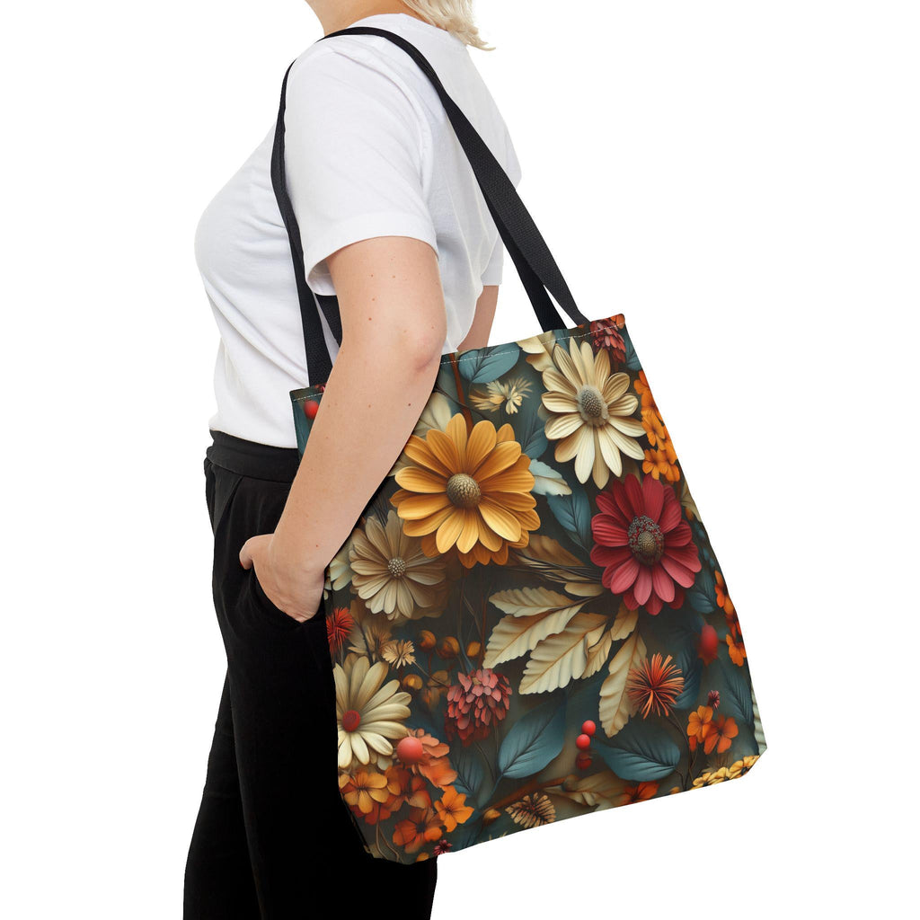 Autumn Floral Tote Bag: Detailed Fall Flowers Design