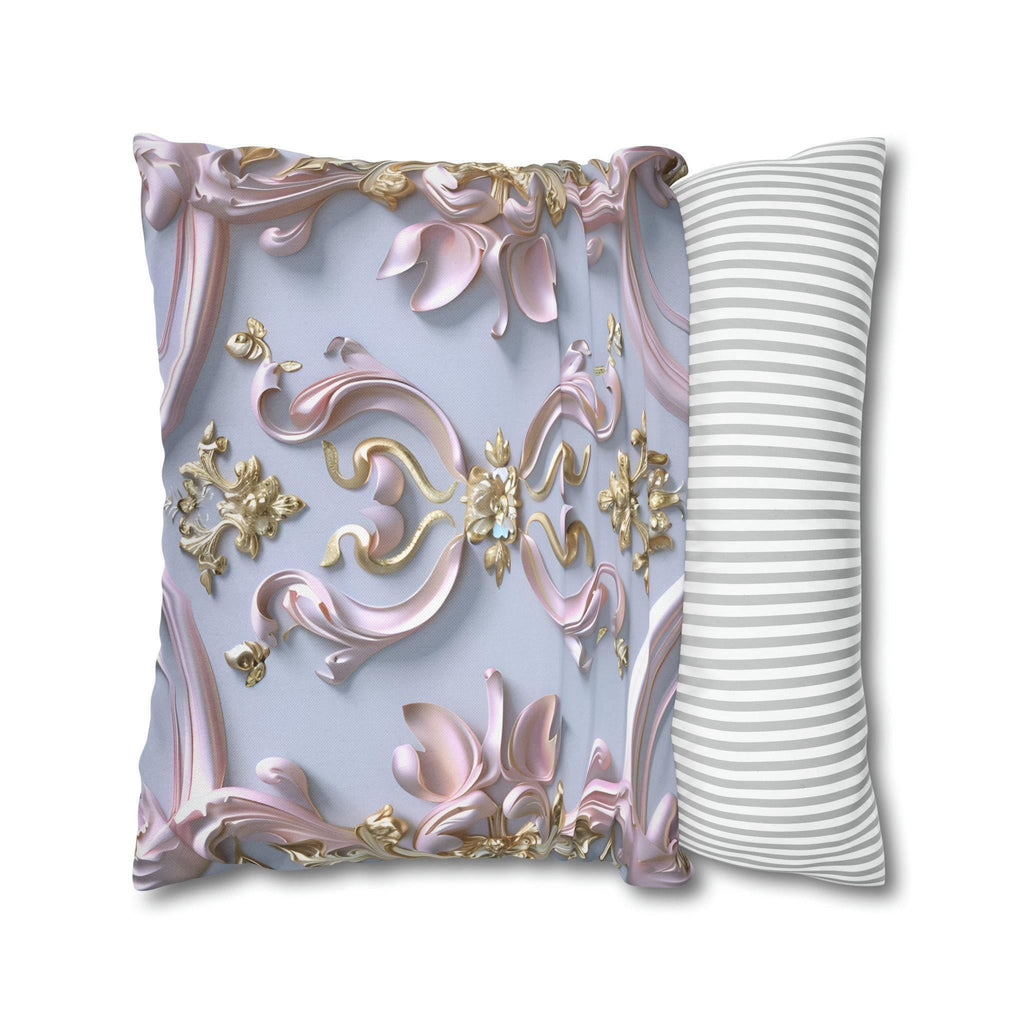 Pastel Pink Rococo Pillow Cover: Gold Accent Coquette Decor