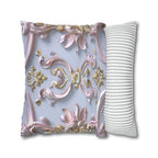 Pastel Pink Rococo Pillow Cover: Gold Accent Coquette Decor
