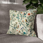 Vintage Chinoiserie Bird Pillow Cover: Cream Floral Botanical Cushion