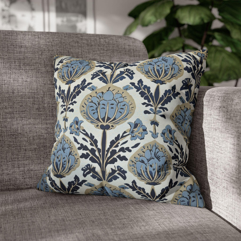 Floral Pillow Cover: Vintage Arts & Crafts Inspired Design (14x14 to 20x20 inches)
