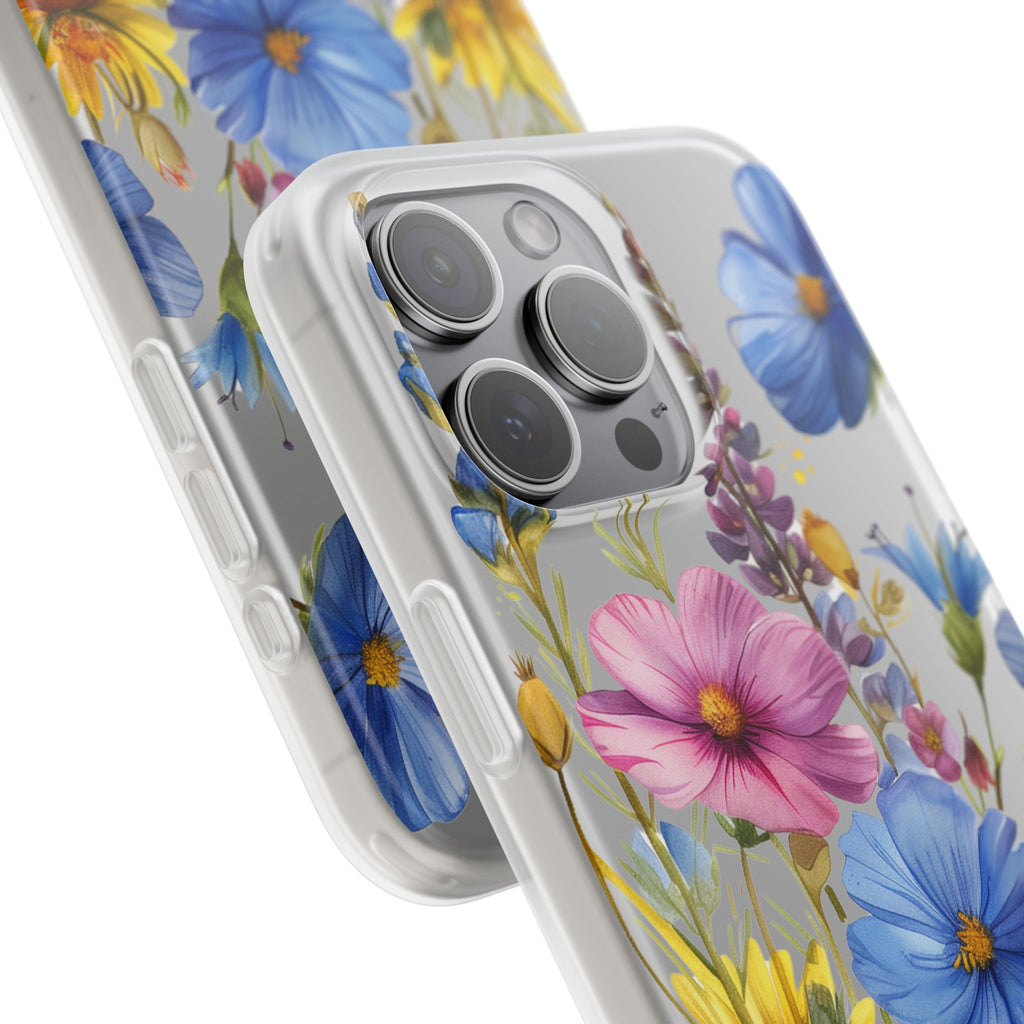 Floral Phone Case: Slim Matte TPU Cover, Wildflower Garden